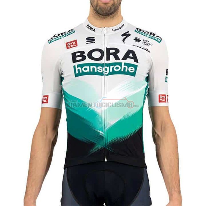 Abbigliamento Ciclismo Bora-Hansgrone Manica Corta 2021 Bianco Verde